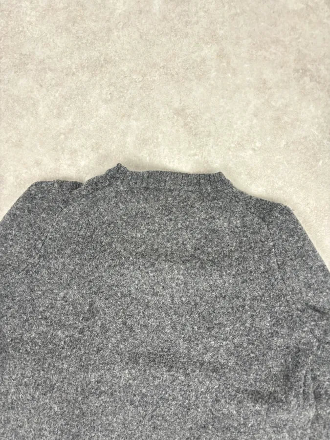 2000s Prada Grey Wool Leather Elbow Patch Sweater VOYaeOE 5