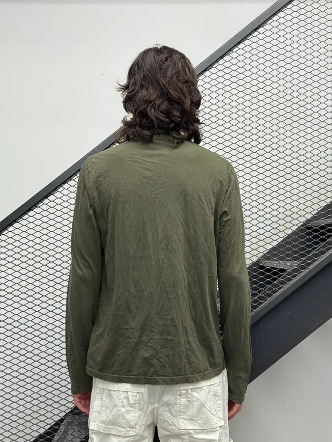 2000s Prada Khaki Cotton Button-Up Cardigan Longsleeve wpkCByY 2