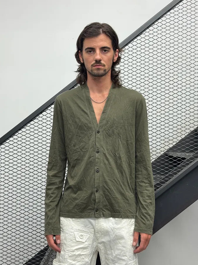 2000s Prada Khaki Cotton Button-Up Cardigan Longsleeve wpkCByY 1