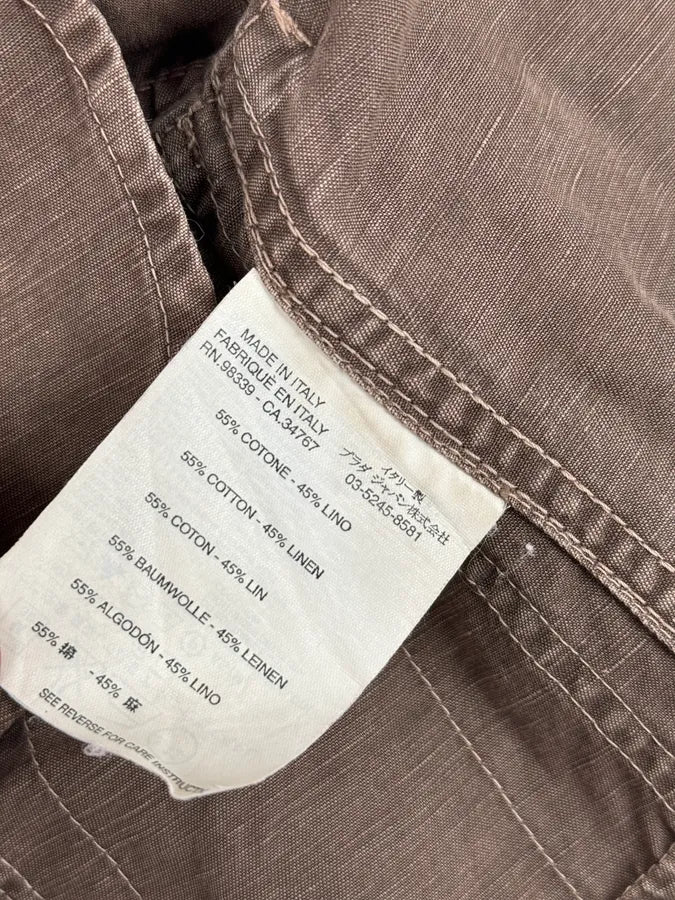 2000s Prada Light Brown Cotton Linen Cargo Jacket CeLxKFO 11