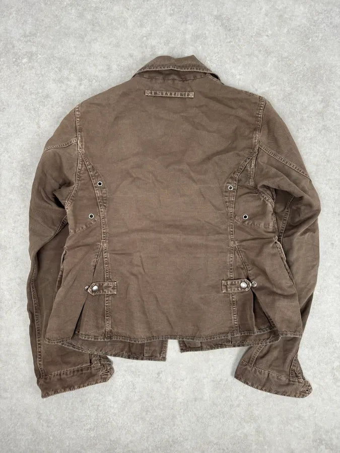 2000s Prada Light Brown Cotton Linen Cargo Jacket CeLxKFO 4