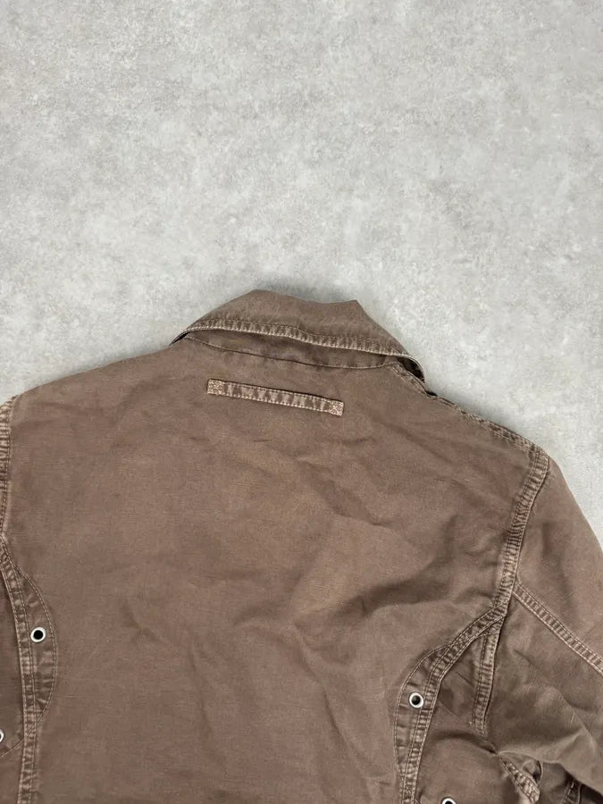 2000s Prada Light Brown Cotton Linen Cargo Jacket CeLxKFO 5