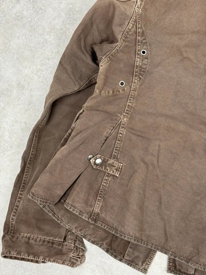 2000s Prada Light Brown Cotton Linen Cargo Jacket CeLxKFO 10
