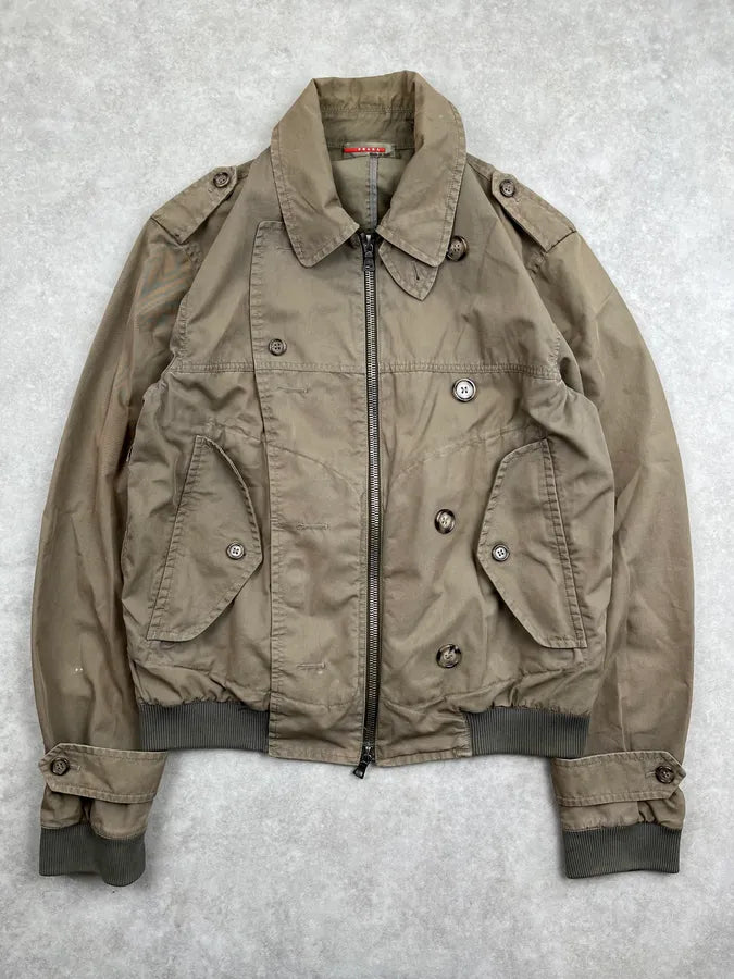 2000s Prada Khaki Multi-Pocket Light Jacket IQfhLLo 2