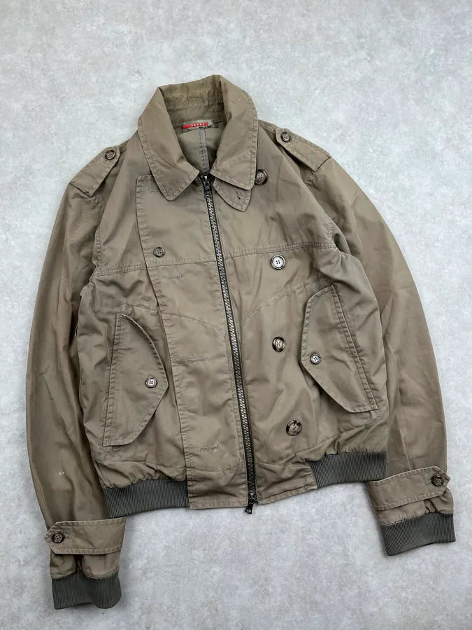 2000s Prada Khaki Multi-Pocket Light Jacket IQfhLLo 7