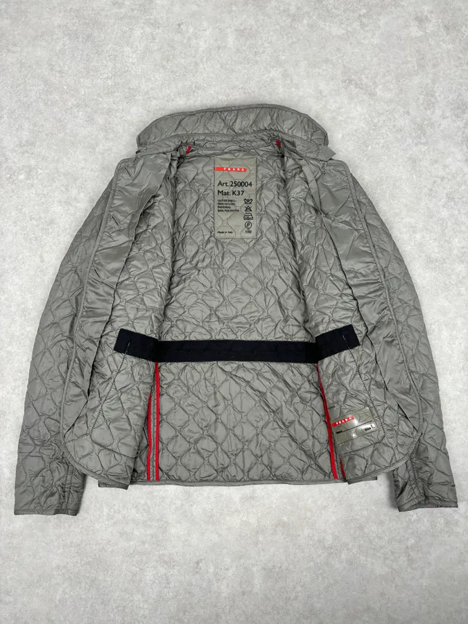 2000s Prada Khaki Nylon Quilted Puffer Jacket tSgQzhZ 6