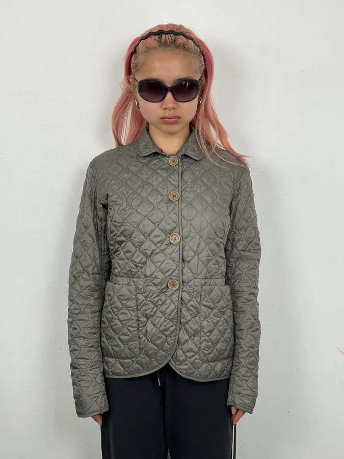 2000s Prada Khaki Nylon Quilted Puffer Jacket tSgQzhZ 1