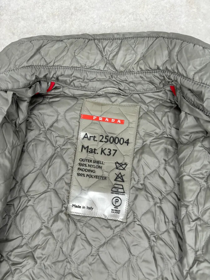 2000s Prada Khaki Nylon Quilted Puffer Jacket tSgQzhZ 9