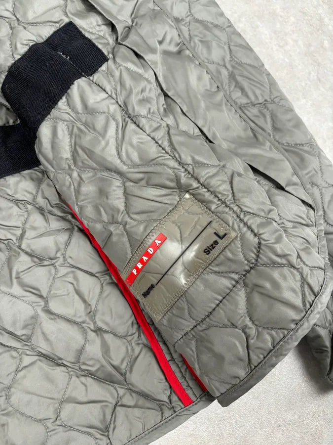 2000s Prada Khaki Nylon Quilted Puffer Jacket tSgQzhZ 10