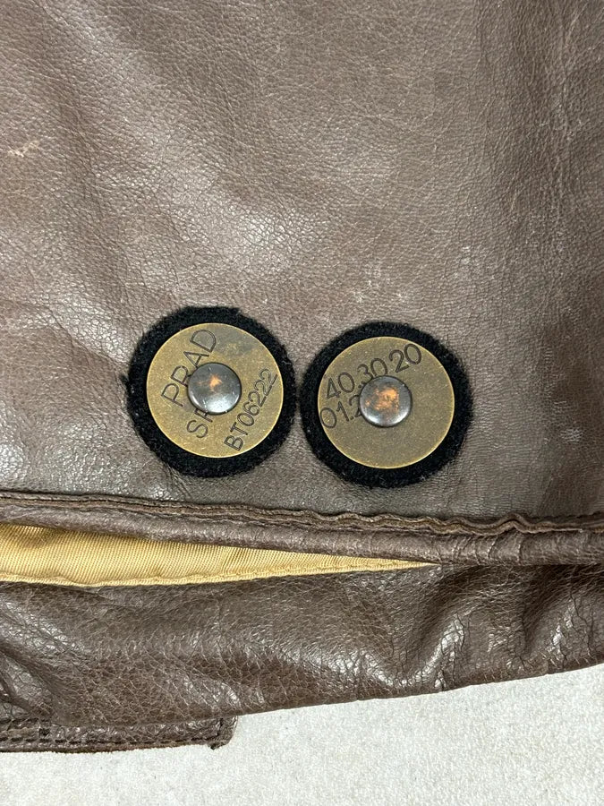 2000s Prada Brown Avant-Garde Leather Asymmetrical Jacket ojixzLE 13