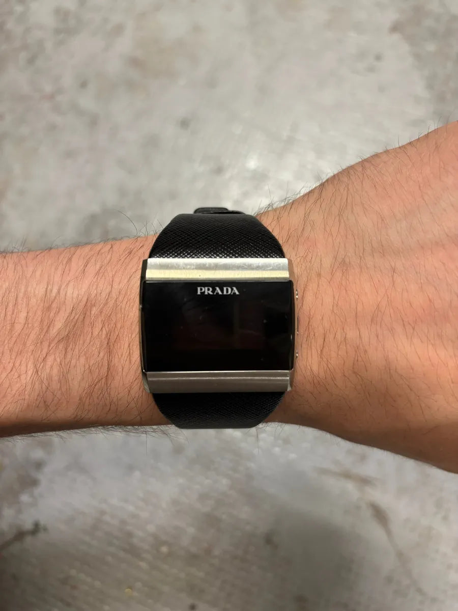 Prada LG LBA Black Chrono Avant-Garde Watch hxpcxoe 0