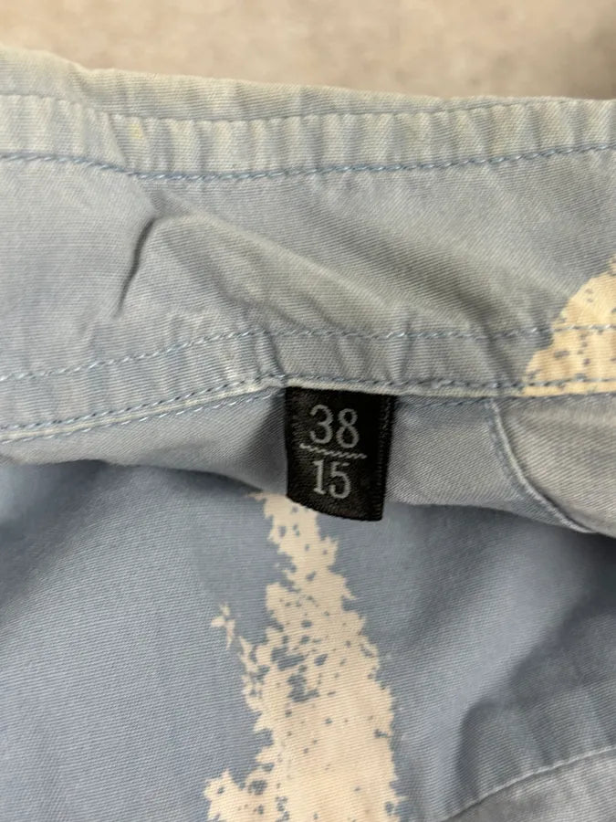 SS2014 Prada Light Blue Cotton Hawaiian Print Shirt  WfwQXrg 11
