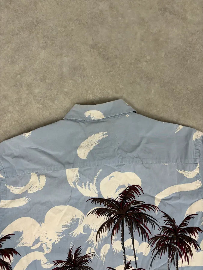 SS2014 Prada Light Blue Cotton Hawaiian Print Shirt  WfwQXrg 5