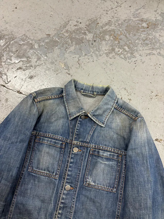 AW2004 Prada Light Blue Denim Cargo Pocket Jacket dHpDYHa 4