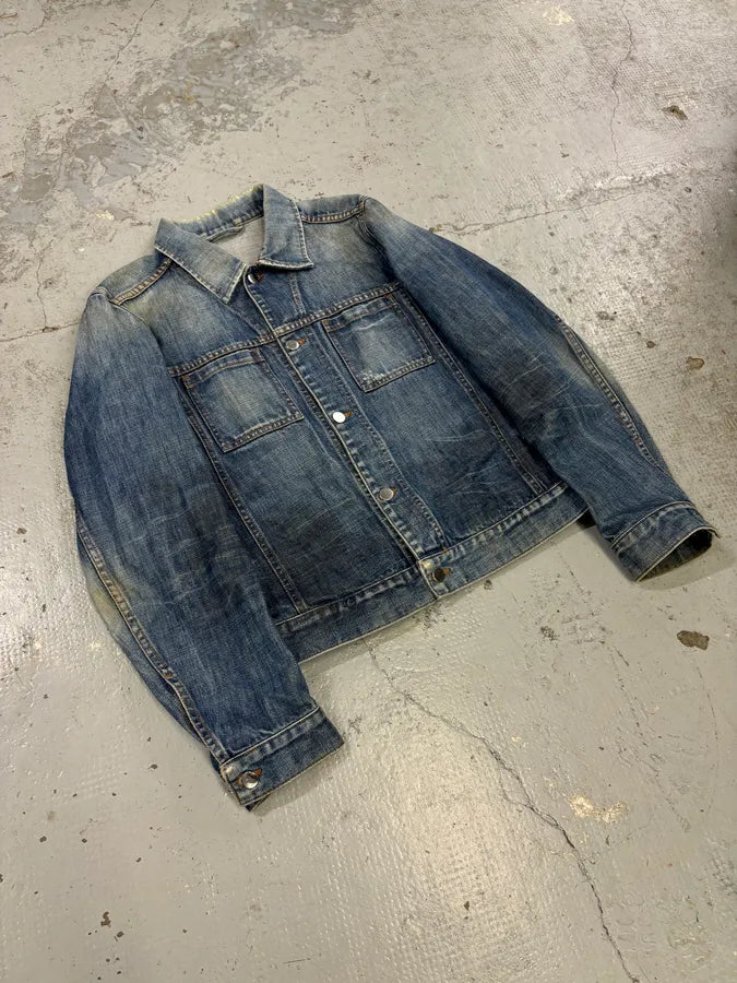 AW2004 Prada Light Blue Denim Cargo Pocket Jacket dHpDYHa 3