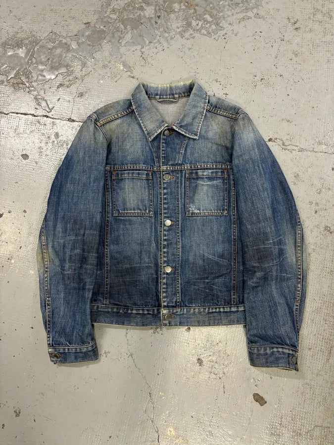 AW2004 Prada Light Blue Denim Cargo Pocket Jacket dHpDYHa 0