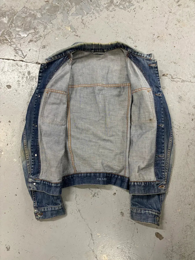 AW2004 Prada Light Blue Denim Cargo Pocket Jacket dHpDYHa 7