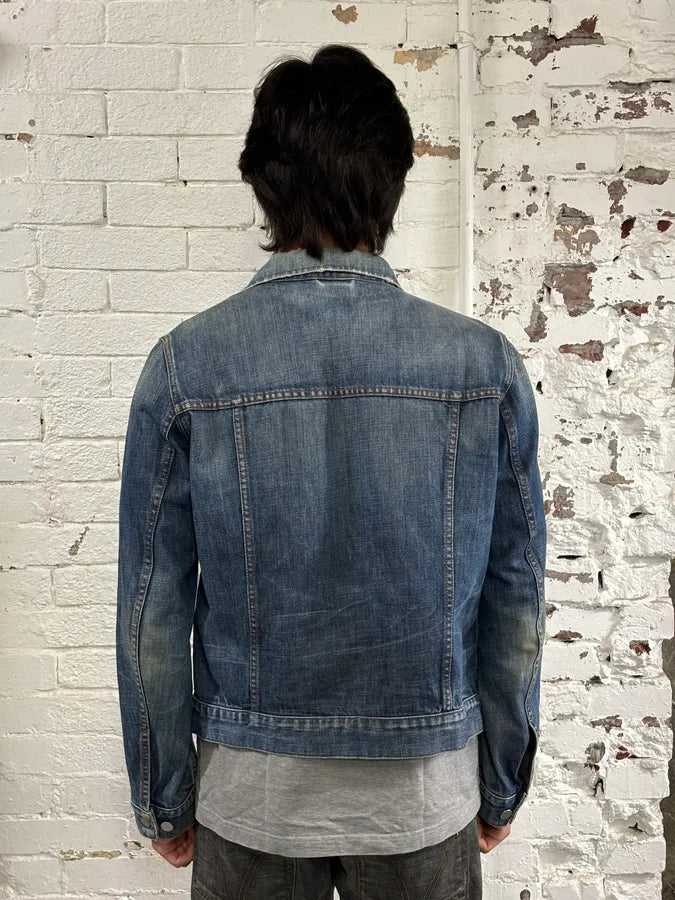 AW2004 Prada Light Blue Denim Cargo Pocket Jacket dHpDYHa 2