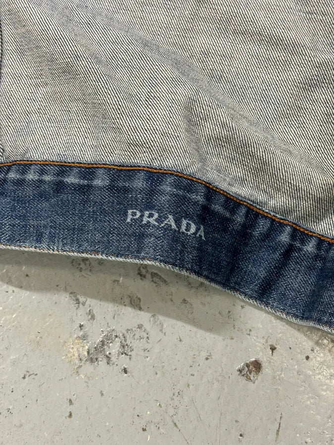 AW2004 Prada Light Blue Denim Cargo Pocket Jacket dHpDYHa 9