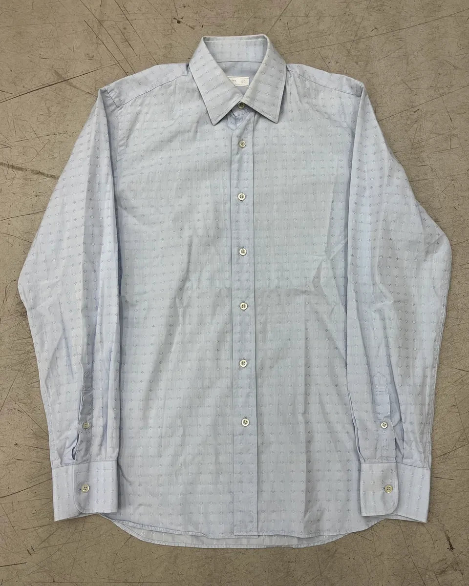 2000s Prada Light Blue Monogram Shirt YSroGVL 0