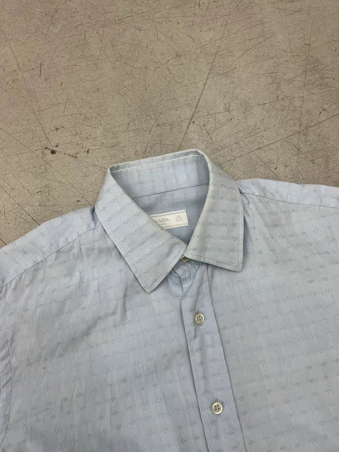 2000s Prada Light Blue Monogram Shirt YSroGVL 3
