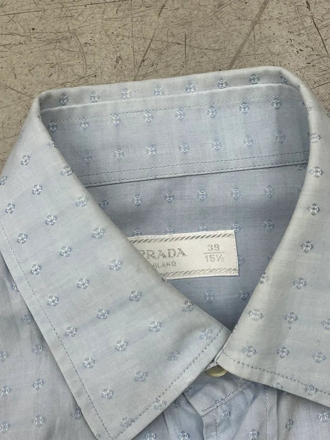 2000s Prada Light Blue Monogram Shirt YSroGVL 7