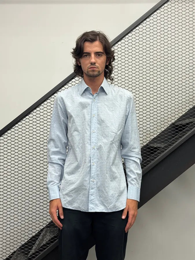 2000s Prada Light Blue Monogram Shirt YSroGVL 1