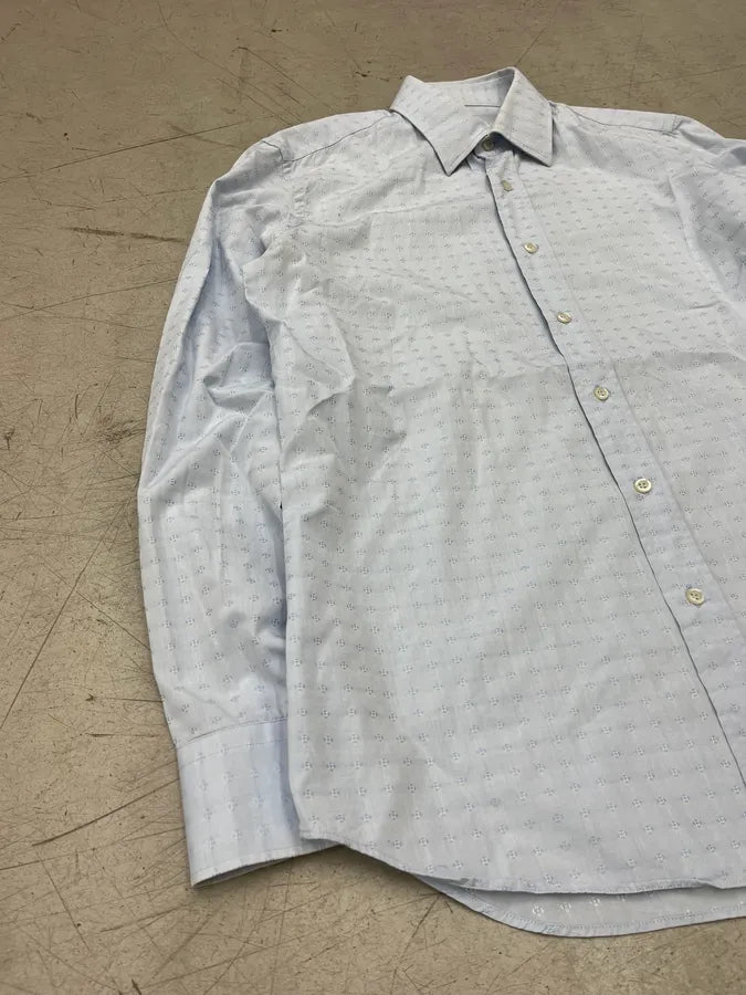 2000s Prada Light Blue Monogram Shirt YSroGVL 4