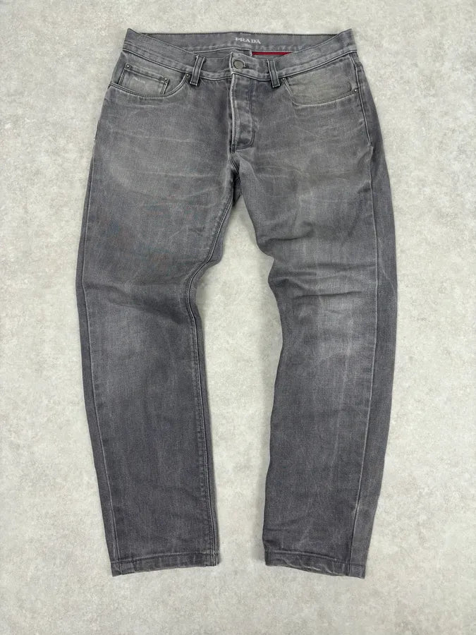 2000s Prada Light Grey Denim Slim Jeans TgNqFtP 0