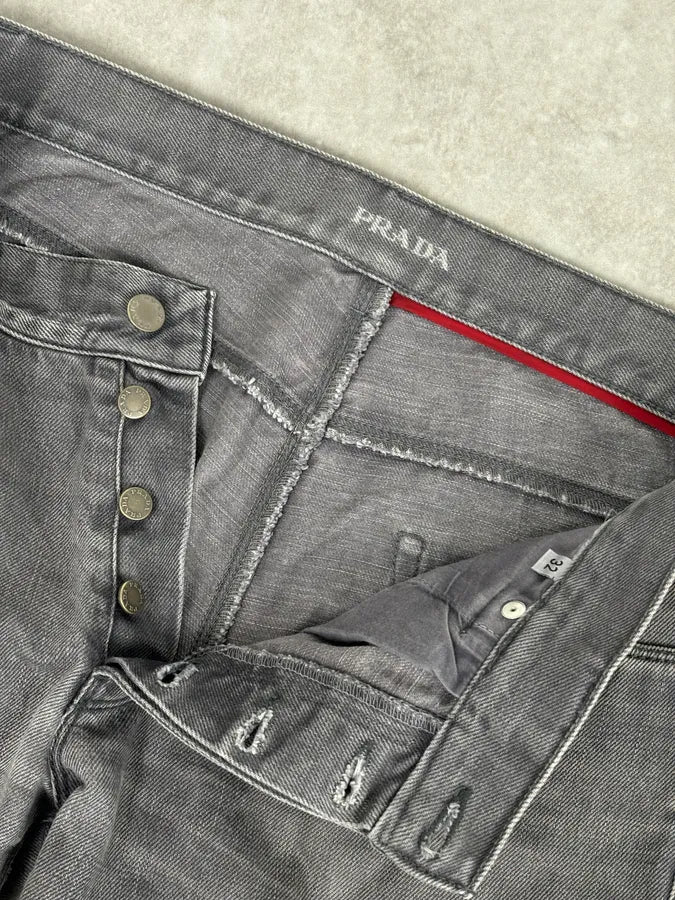 2000s Prada Light Grey Denim Slim Jeans TgNqFtP 8