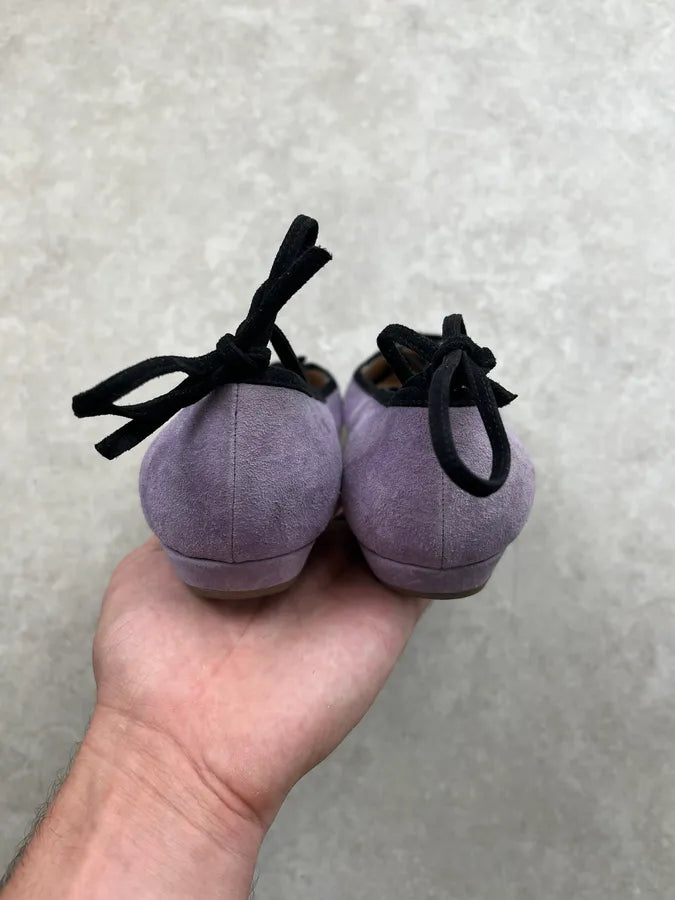 Prada Lilas Suede Lace-Up Ballet Flats rREHtNc 4