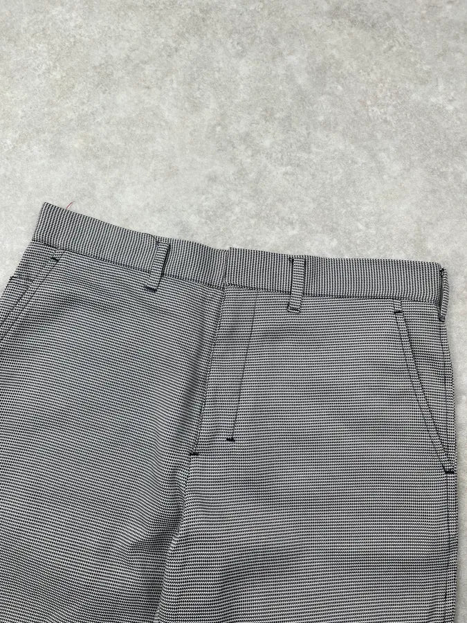 SS2003 Prada Linea Rossa Black & White Checked Nylon Pants eKAcVCs 5
