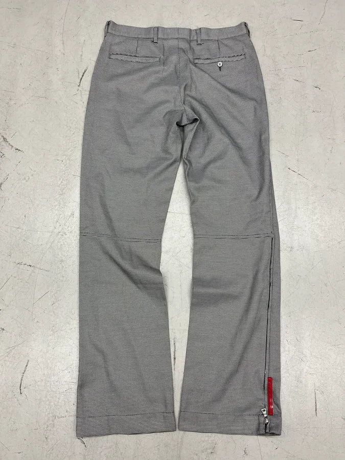 SS2003 Prada Linea Rossa Black & White Checked Nylon Pants eKAcVCs 0
