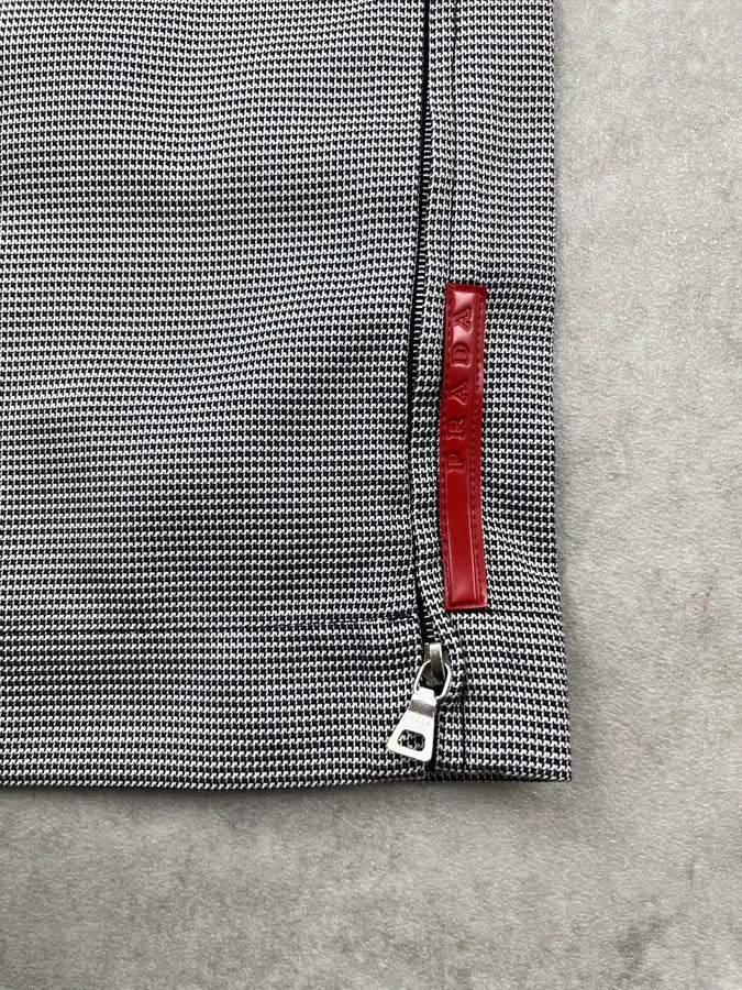 SS2003 Prada Linea Rossa Black & White Checked Nylon Pants eKAcVCs 8