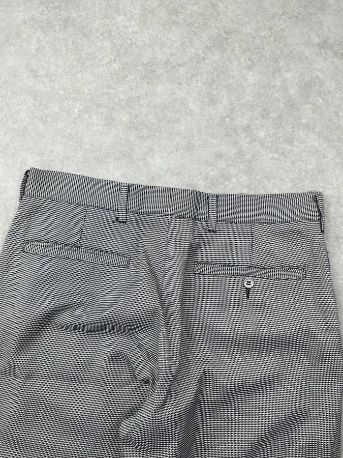 SS2003 Prada Linea Rossa Black & White Checked Nylon Pants eKAcVCs 6
