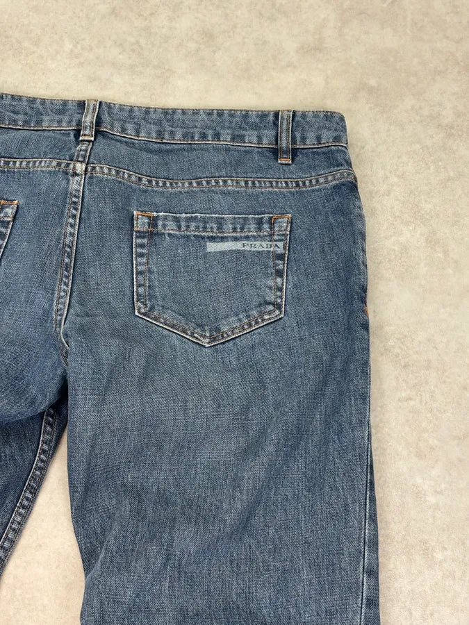 2000s Prada Blue Worker Denim Jeans  bgxUNrH 7
