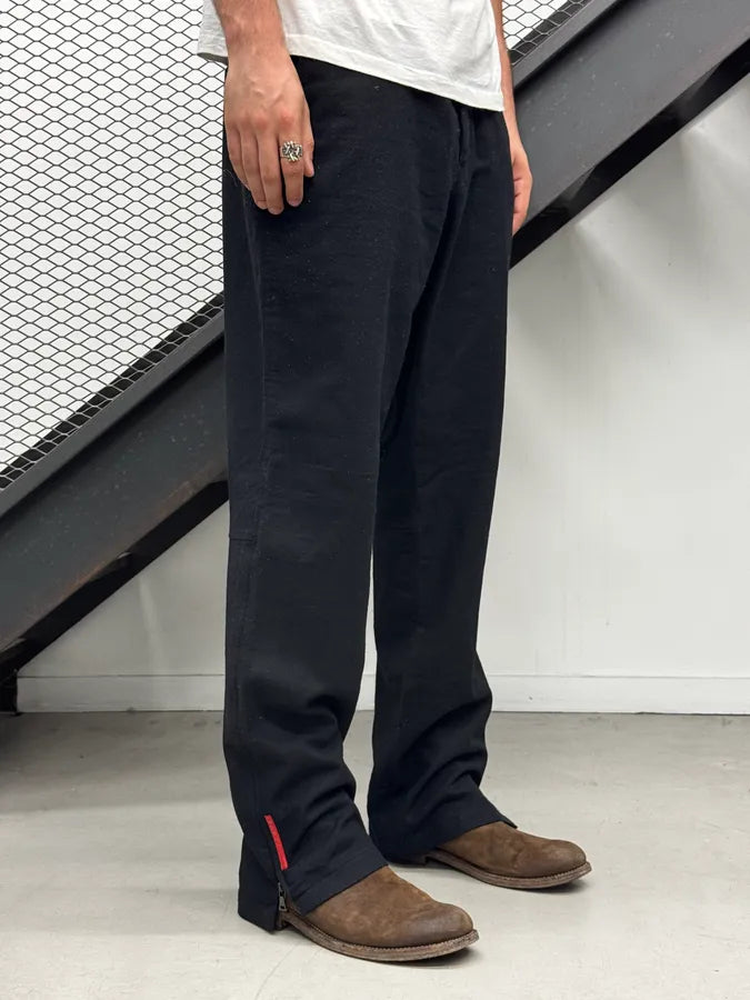 2000s Prada Linea Rossa Navy Side Zip Wool Pants kwFFkGu 3