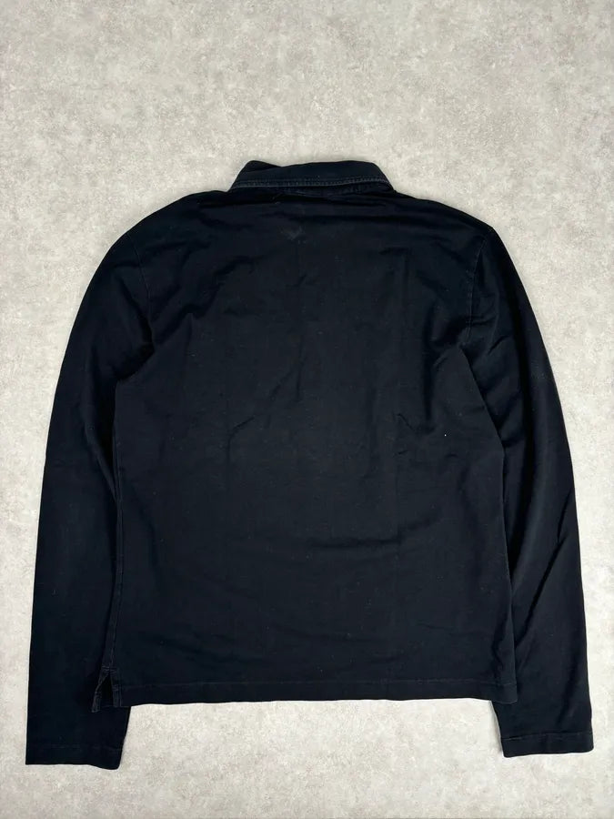 AW2006 Prada Black Minimalist Signature Longsleeve Polo jmXfPKf 4
