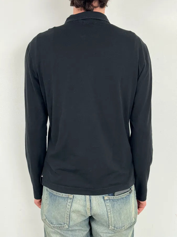 AW2006 Prada Black Minimalist Signature Longsleeve Polo jmXfPKf 2
