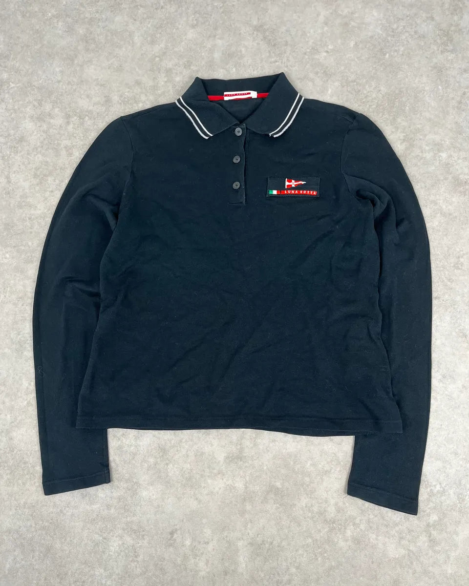 2000s Luna Rossa Black Logo Longsleeve Polo idhLfaP 0