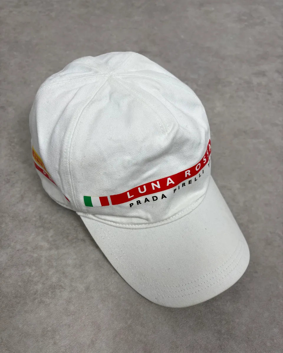 Prada Luna Rossa Pirelli White Logo Racing Cap GBHTMCk 0