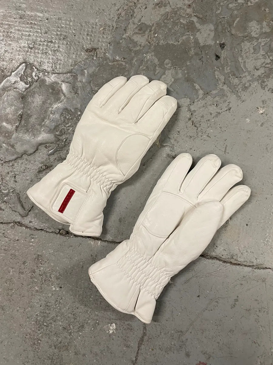 Prada Luna Rossa White Leather Gloves (OS) 1