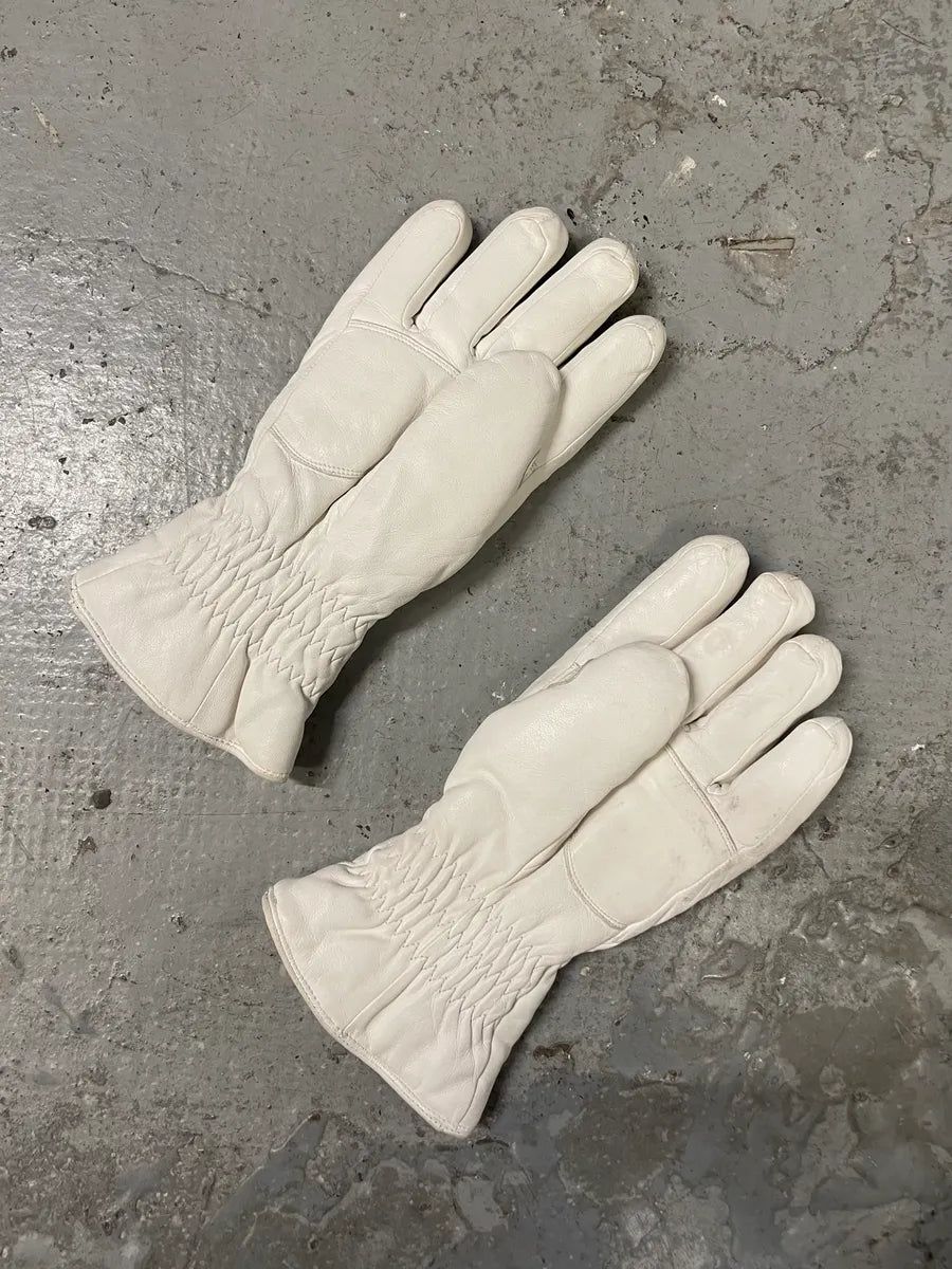 Prada Luna Rossa White Leather Gloves (OS) 2