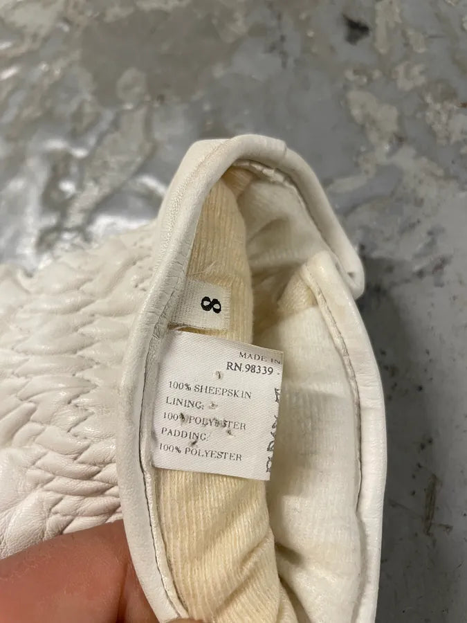 Prada Luna Rossa White Leather Gloves (OS) 4