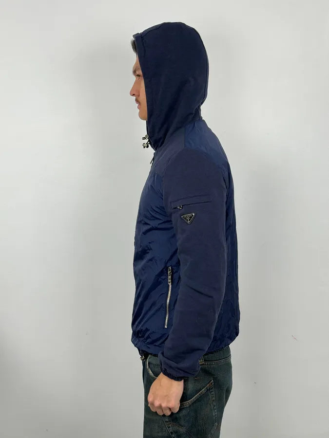 Prada Navy & Blue Hooded Zip Jacket zYSVKQe 2