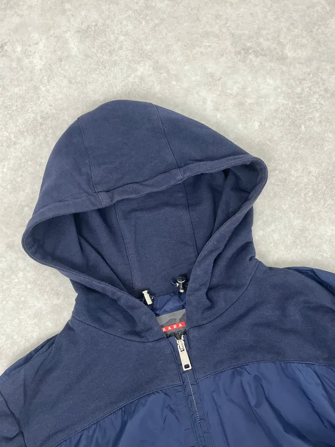 Prada Navy & Blue Hooded Zip Jacket zYSVKQe 6