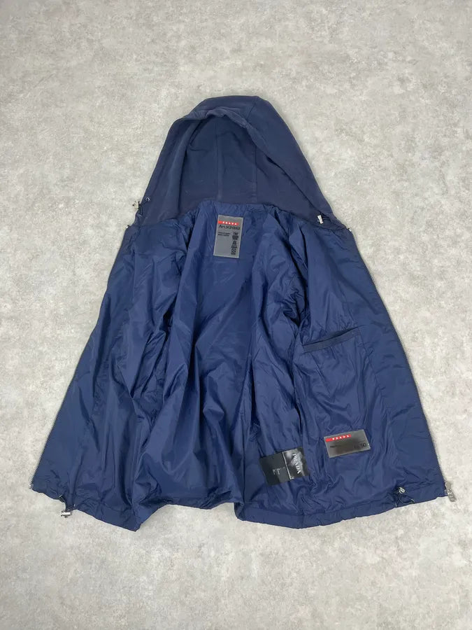 Prada Navy & Blue Hooded Zip Jacket zYSVKQe 7