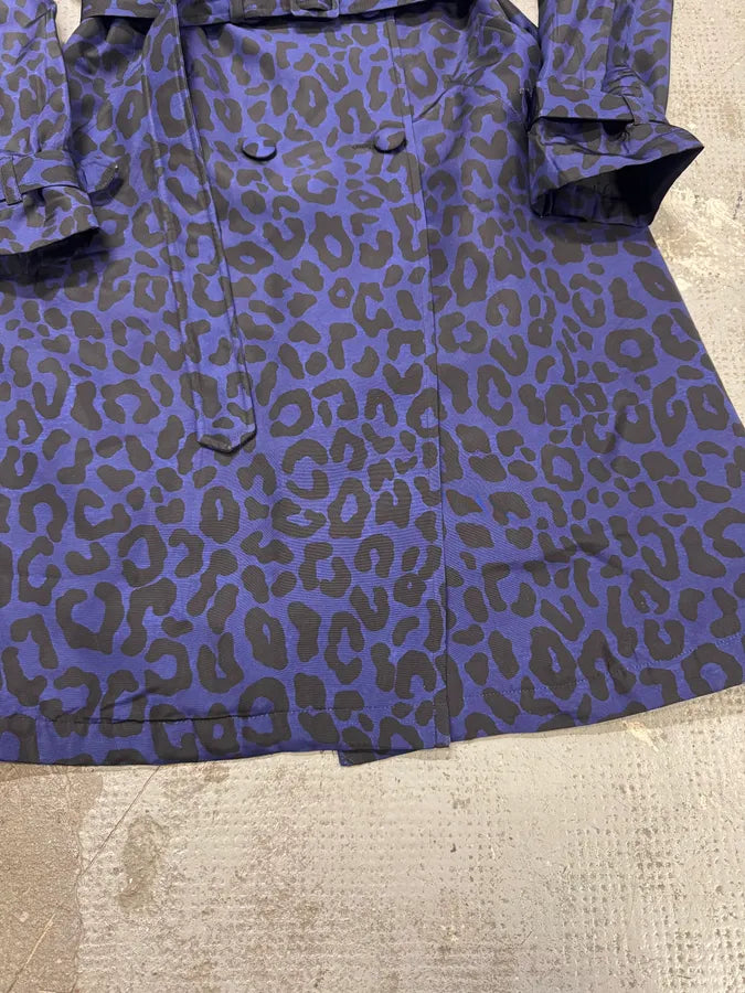 Prada Navy Black Leopard Trench Coat (M) RSfyTPr 4