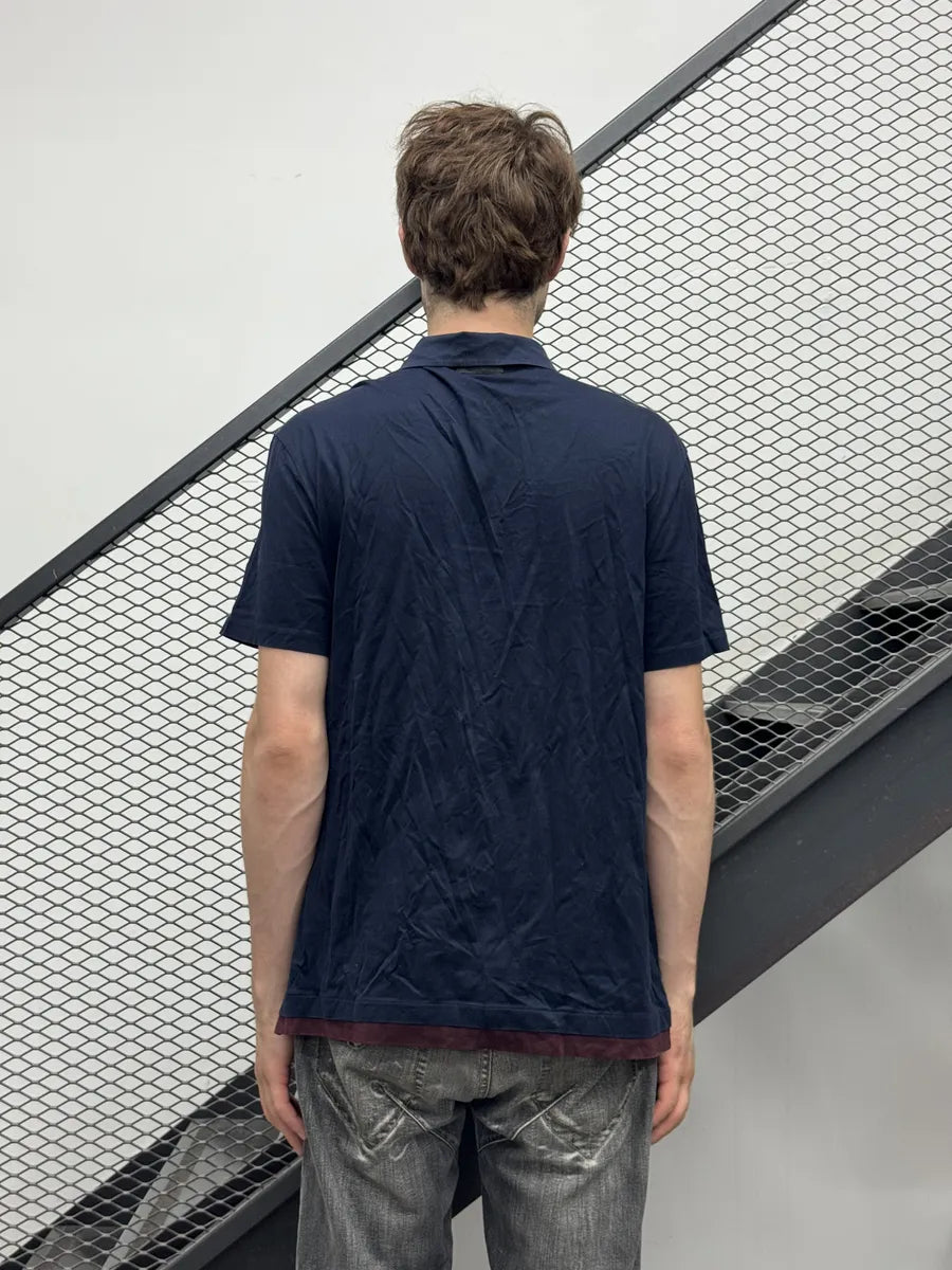 SS2014 Prada Navy Contrast Trim Polo Shirt gMfyRQI 2