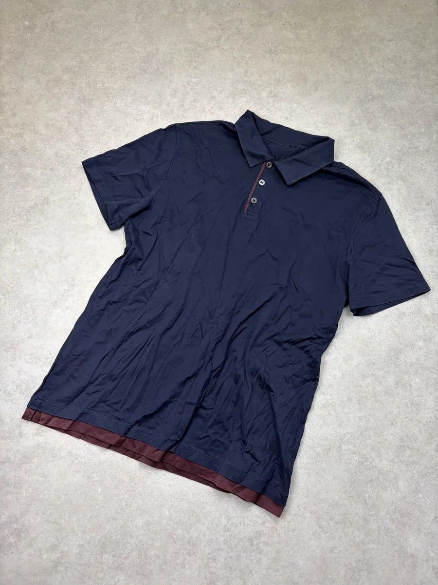 SS2014 Prada Navy Contrast Trim Polo Shirt gMfyRQI 3